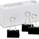 Amazon Basics Sturdy Binder Clips, Office Supplies, Medium 1.25 in, Document Organizing, Black, 96 Count (4 Pack of 12)