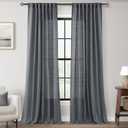 Dark Gray Curtains for Living Room Back Tab Modern Farmhouse Semi Sheer Gray Curtains 90 inches Long 2 Panels Set Muted Neutral Window Curtain for Dining Room Bedroom 52x90