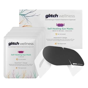 Glitch Self Heating Eye Mask - Steam Eye Mask for Dry Eyes, Soothing Relief, Stress Reduction - Disposable Warm Eye Compress Moist Heat (1 Count (Pack of 30))