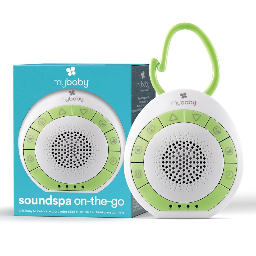 MyBaby Sound Machine, White Noise for Baby, Travel, Nursery and On The Go, 4 Soothing Sounds, Integrated Clip, Small and Lightweight, Great for Registry Gift