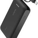 Belkin Portable Charger, Power Bank 10000 mAh with Integrated Cable - 20W Fast Charge USB-C Power Delivery, iPhone Charger - Apple iPhone 16 Series, iPad Pro, Samsung Galaxy S25, & More - Black