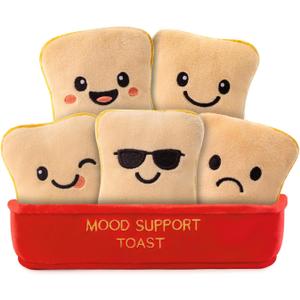 Mood Support Stuffed Animals Bread: 5 Emotional Soothing Plush Bread Slices in Basket | Squishy Stuffed Toy for Stress Relief | Cute Collectible Gifts for Adults | Unique Birthday Gift for Her