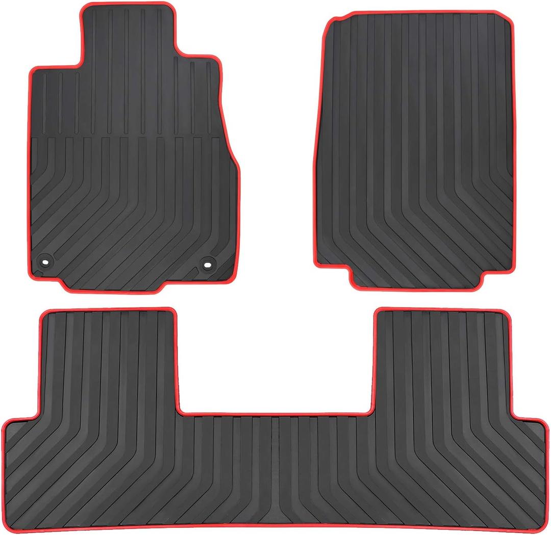 Car Floor Mat for Honda CR-V CRV 4th Generation 2012 2013 2014 2015 2016 Custom Fit Black and Red Rubber Auto Floor Liners Mat All Weather Protection Heavy Duty Odorless