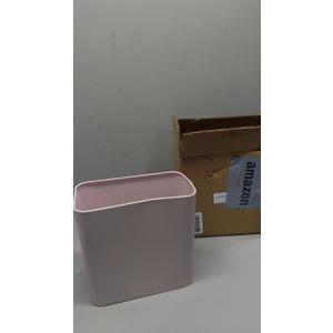 mDesign Metal Wastepaper Bin  Compact Rectangular Bathroom Bin  Rubbish Basket for Home and Office  Light Pink