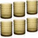 Cocktail Glasses 10 oz Hobnail Drinking Glasses Set of 6, Vintage Glassware, Textured Glass Cups Bubble Glasses Water Glasses Old Fashion Jupiter Glasses Set, Green