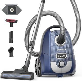 Aspiron Canister Vacuum, 1600W/40Kpa Canister Bagged Vacuum,4QT Dust Bag, H13 HEPA Filter, 5 Tools, Pet-Friendly,Variable Power Control,for Carpets, Hardwood Floors, Stairs, Pet Hair, Household,Car