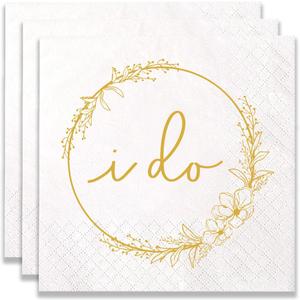 100 Pack of I Do Disposable Paper Napkins for Wedding Party Engagement Bridal Shower Party Table Decorations