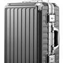 LUGGEX Carry On Luggage with Spinner Wheels, 20 Inch Aluminum Frame Zipperless Polycarbonate Hard Shell Suitcase, Charcoal Metallic