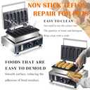 Commercial Corn Dog Waffle Maker 1600W Lolly stick waffle Maker 6 Slice Non-Stick Stainless Steel Corn Hot Dog Waffle Iron with Temp and Time Control, for Restaurant Bakery Snack Bar Family