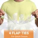 30-33 Gallon 1.1 Mil Clear Trash Bags Heavy Duty 60 Count with 4 Innovative Flap Ties | Compatible with Rubbermaid Brute & Winco & Behrens 30-33 Gallon Round Trash Can | Tear & Leak Resistant