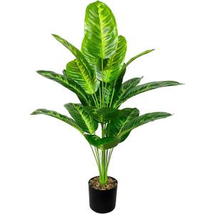 Rozwkeo Artificial Plants in Pots Large Fake Tree Floor Faux Tropical Plants Decorative Greenry House Potted Tall for Home Office Living Room Decor Indoor Garden Outdoor (80cm Tropical Banana)
