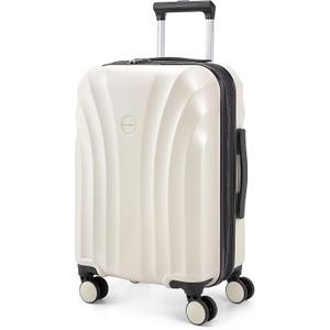 BAGSMART Carry On Luggage 22x14x9 Airline Approved with TSA Lock, Expandable Hard Shell Suitcase with Spinner Wheels, Lightweight 20 Inch Travel Rolling Carry-On Luggage, Off White