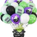 HOUSE OF PARTY 50PCS Halloween Cauldron Foil Balloons - 30" Cauldron Halloween Balloons Arch Kit Balck Green Balloon for Birthday Halloween Party Decorations
