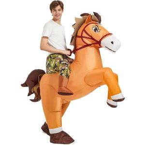KOOY Inflatable Horse Costume Adult Ride On Horse Costumes Cowboy Blow Up Funny Riding Horse Suit for Men Women Halloween Party