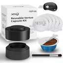 Reusable Vertuo Pods Kit for Nespresso, Reusable Vertuo Capsule for Nespresso with 100PC AL Foil Seals Lids, Refillable Coffee Pods for VertuoLine Compatible with VertuoPlus Espresso Machine
