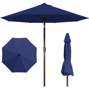 9FT Patio Umbrella with Fiberglass Ribs, Outdoor Market Table Umbrella with Crank and Tilt, UV Resistant Waterproof Canopy for Patio, Garden, Deck, Pool, Navy Blue