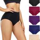 wirarpa Women's Underwear High Waisted Ladies Cotton Panties Soft Full Coverage Briefs 5 Pack (3X-Large)