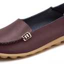 VenusCelia Women's Natural Comfort Walking Flat Loafer (7, Brown)