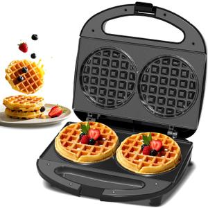 OSTBA Mini Waffle Maker 750W, Double 4-Inch Belgian Waffles Iron, Nonstick Plates, Compact Breakfast Appliance, Easy to Clean, Perfect for Kids & Family Breakfast (Small)
