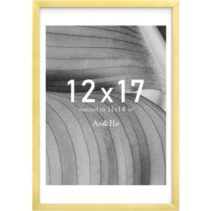 An&He 12x17 Picture Frame, Gold Photo Frame for Tabletop and Wall Display, Minimalist Design, Set of 1