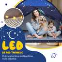 Redants Twin Bed Tent Canopy, Space Indoor Blackout Privacy Toddler Bed Tent for Kids with Light, Portable Sleeping Floor Kids Playhouse (Blue, Twin Size)