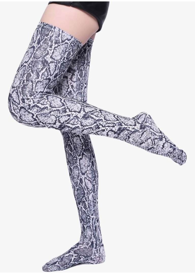 Seeksmile Snake Leopard Print Spandex Long Stockings M/L