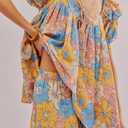 ROAONOCOMO Women Floral Pajama Set Ruffle Puff Sleeve Peplum Shirt Coquette Pj Set Bow Babydoll 2 Piece Shorts Outfit (Yellow, S)