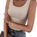 ANRABESS Womens Sleeveless Scoop Neck Tank Top Ribbed Fitted Summer Basic Slim Cute Tops 2025, Small