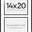 Homeforia 14x20 Double Diploma Frame Black, 14 x 20 Certificate Frames with Mat for Two 8.5 by 11 Diplomas, 20x14 Dual Award Graduation Matted Frames, Tempered Glass, Wall Kit, Set of 1((wood))
