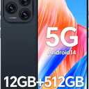 S16 ProMax Unlocked Phones, 12GB+512GB,Snapdragon 888, 6.8''HD Screen, 108MP+48MP Camera Unlocked Smartphone, Large 5000mAh, Android 14 SmartphoneFace ID/Navigate/5G/GPS (Blue)