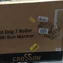 CROSSON Hot Dog 7 Roller with Bun Warmer&Transparent Sneeze Guard,Commercial 7 Nonstick 304 Roller Grill Cooker Machine