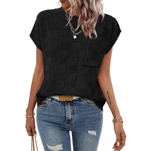 Womens Sweaters Sleeveless Summer Tank Tops Casual Knit Sweater Vest Crewneck Loose Fit Pullover 2025 (Large, Black)