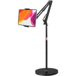 Tablet Floor Stand, Overhead Bed Phone Stand with 8.8 lb Super Stable Base & Angle/Height Adjustable, Compatible with 4.5''-13'' iPhone, iPad Pro 12.9, Galaxy Tab, Kindle, Phones