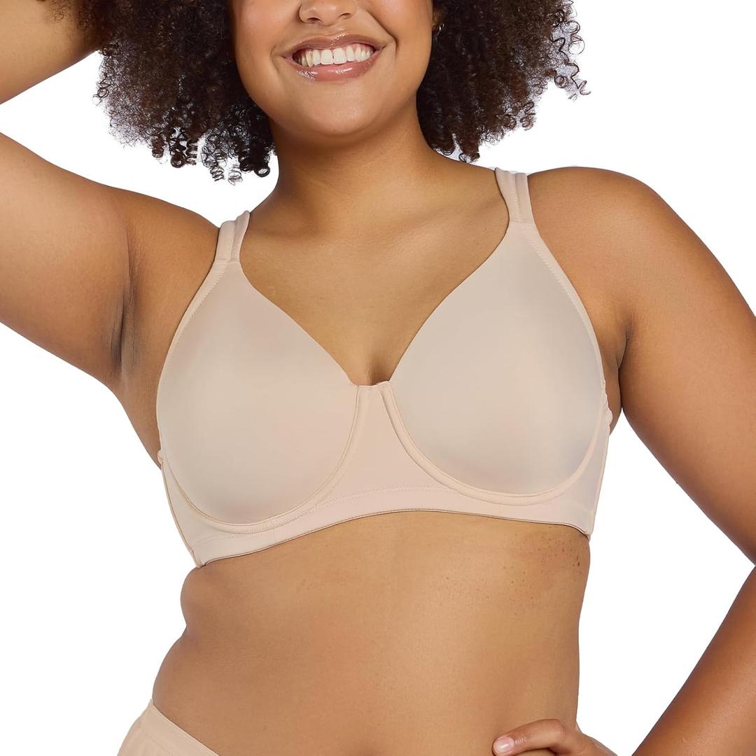 Leading Lady, Brigitte Full Coverage, Underwire, Lightly Padded T-Shirt Bra, Side & Back Smoothing, Adjustable Straps, 36A-54G (46A, Sand)