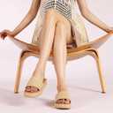 LUXMUWA Raffia Sandals Women Platform Wedge Slides Straw Espadrilles Mules Summer Shoes Cute Beach Sandals for Women 2025 Size 9