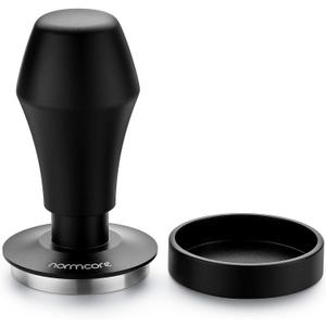 Normcore V4 Coffee Tamper 53.3mm - Spring-Loaded Tamper - Barista Espresso Tamper with 15lb / 25lb / 30lbs Replacement Springs - Anodized Aluminum Handle and Stand - Flat Base, Black