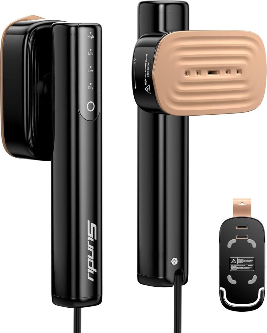 Travel Steamer for Clothes, Portable Handheld Design, Clothing Wrinkles Remover, Strong Penetrating Steam, 1200W Powerful 2 In 1 Steamer & Iron, 100ml Big Capacity, Home, Office, Travel (Serene Black)