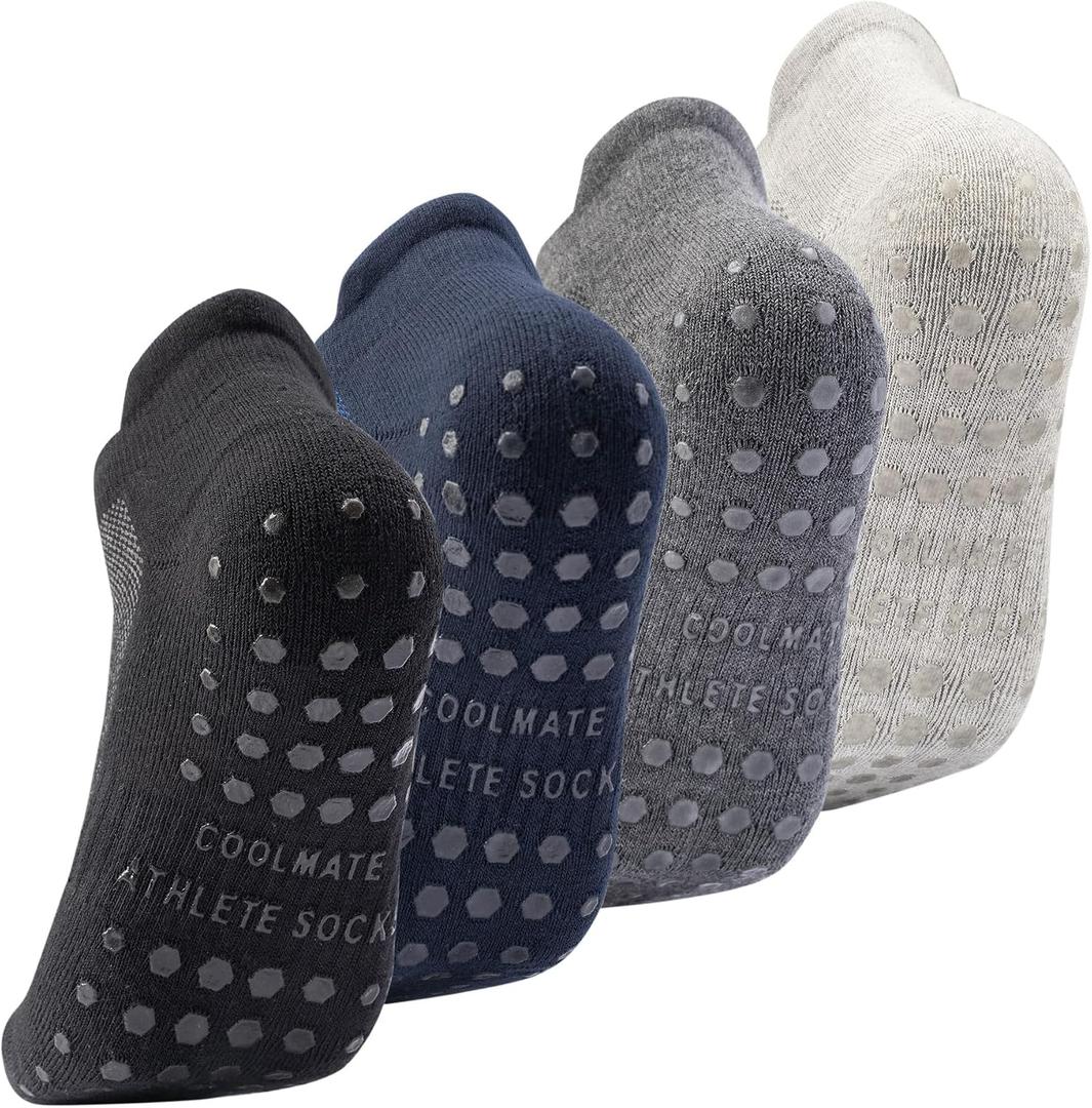COOLMATE Mens Grip Socks Men Non Slip Size 6-10-13-14, Non Slip Pilates Yoga Socks for Men with Grips, Gifts for Men S