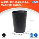 Hefty 2.25 Gallon Small Waste Basket, 4 Pack, Black