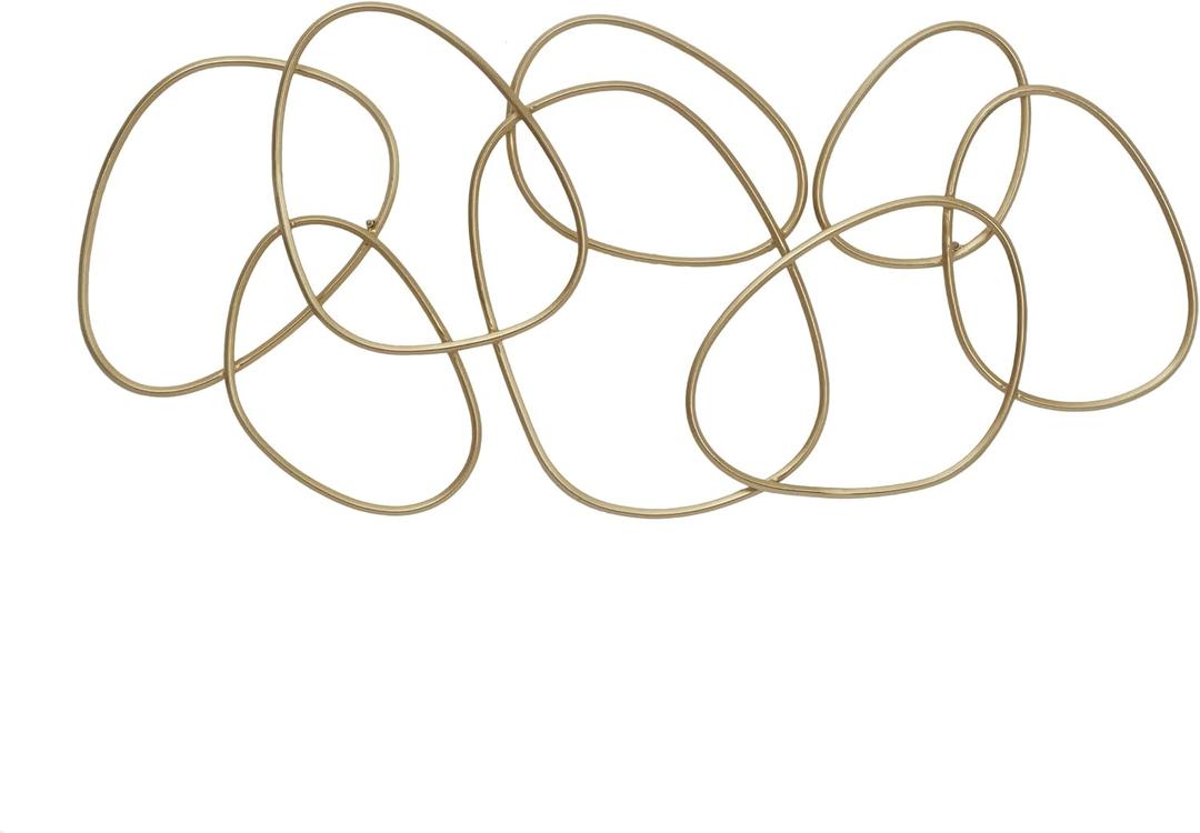 CosmoLiving by Cosmopolitan Metal Abstract Home Wall Decor Interlocking Rings Wall Sculpture, Wall Art 43" x 1" x 22", Gold