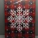 Christmas Snowflake Canvas Print Wall Art - Red and Black Checkered Buffalo Plaid - Wall Decor Modern Artwork Paintings Pictures for Living Room Stretched and Framed Ready to Hang - 24" x 36"