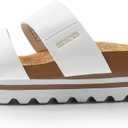 DREAM PAIRS Women's Platform Wedge Sandals with Arch Support, Comfortable Beach Slip-on Flat Sandals, Casual 2-Strap Cork Cushion Slides for Women, Size 6.5