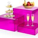 6Pcs Purple Buffet Risers Acrylic Boxes Display Food Risers for Buffet Table Platter Parties Weddings Catering Dessert Collectibles Figures Show ( 6''x7''x8'')