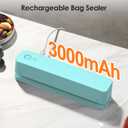 FEPPO Bag Sealer, 3000mAh Rechargeable Mini Bag Sealer with 6.2" Heating Strip, Heat Seal Portable 3 Adjustable Gears Quick Heat Sealer for Chips Snacks Candies Bags Food Storage (Green)