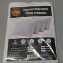 Niagara 4 Pack Waterproof Pillow Protectors Standard 20x26 Inches Smooth Zipper Premium Encasement Covers Quiet Cases Set White