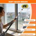 14FT Car Wash Brush with Long Handle, 12-Inch Soft Bristle Car Cleaning Brush for Cleaning RV, Truck, Boat, Solar Panels, Orange