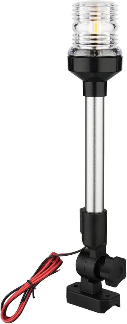 Boat Anchor Light, 3 Nautical Mile LED Fold Down Stern Light for Pontoon and Fishing Boat Navigation Anchor Lights All Round 360 White LED 12-24V (24" Foldable)