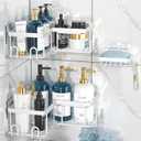Adhesive Corner Shower Caddy - Rustproo, No Drilling Wall Mounted Shower Shelves, Organizer for Bathroom. White
