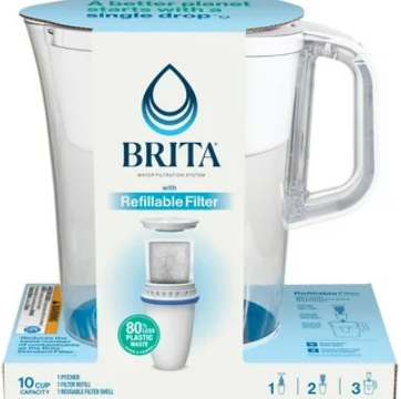 Brita Large 10 Cup Water Filter Pitcher with Smart Light Filter Reminder and 2 Standard Filter, Made Without BPA, White