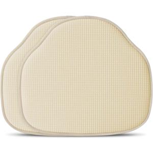 Shinnwa Windsor Chair Cushions 2 Pack, Non Slip Chair Pads for Dining Room, Farmhouse Kitchen Seat Cushion, Set of 2, 17 x 15.5 inches, Beige (Cream)